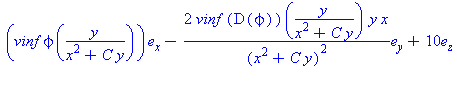 (Typesetting:-mprintslash)([Vector[column]([[vinf*`ϕ`(y/(x^2+C*y))], [-2*vinf*(D(`ϕ`))(y/(x^2+C*y))*y*x/(x^2+C*y)^2], [10]], [